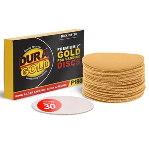 180 Grit - 2" Gold Hook & Loop Sanding Discs for DA Sanders - Box of 30