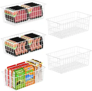 Freezer Organizer Bins, Freezer Baskets for Chest Freezer and Upright Freezer Refrigerator Dividers Frozen Meats Storage Containers Organizer for Fruits and Vegetables, 5 Packs