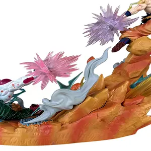 Anime battle scene collection-epic battle statue with energy effect base, suitable for holiday gifts for boyfriends and personal collection of DBZ fans-home decoration. summervibes