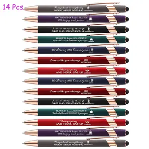 14/28 Pcs Bible Verse Pens Ballpoint, Fun, Motivational Pens, Christian Stylus Pen with Inspirational Quotes, Bible Verse for Touch Screens, Women, Men, Christmas Church Sunday, School, Office Stationery, Writing Stationery, Pen
