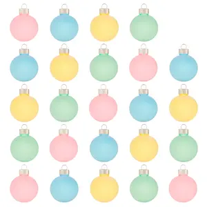 Candyland Party Decorations Pastel Christmas Ornaments Set of 24 2.36" Vibrant Blue Pink Yellow Velvet Flocked Hanging Balls for Xmas Tree Garland Birthday Wedding Holiday Decor Shatterproof