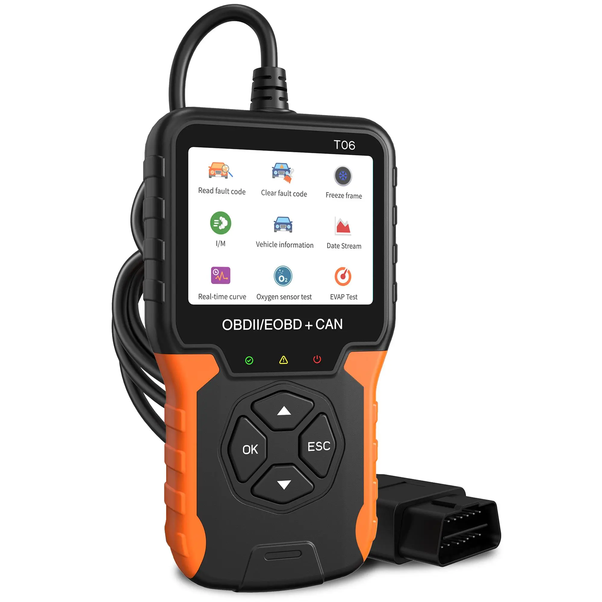 Car OBD2 Scanner Check Engine Code Reader with Reset, Car OBDII/EOBD Diagnostic Scan Tool, EVAP/O2 Sensor Test, I/M Readiness/Live Data CAN Diagnostic Scan Tool, OBD Scanner, Automotive, Car, Vehicle, Bidirectional Scan Tool with OBD Port