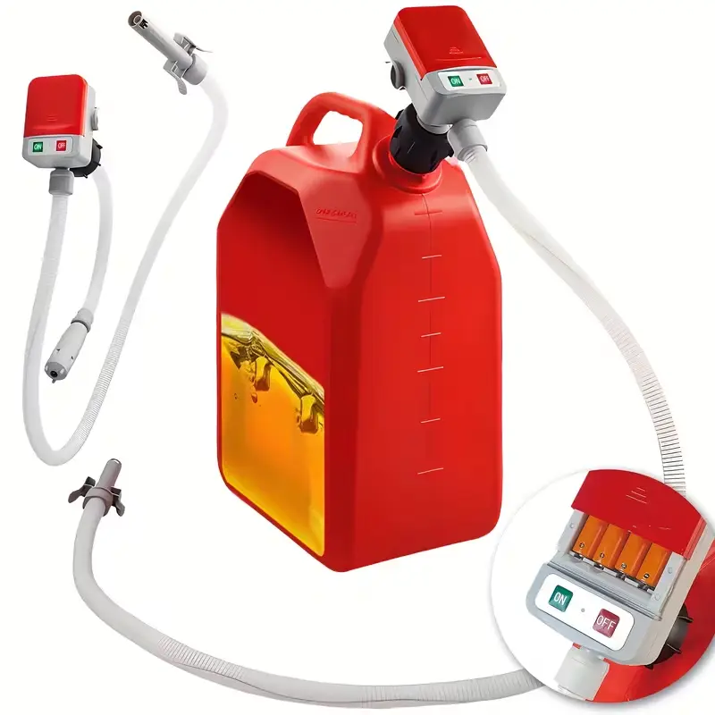 Fuel Transfer Pump with Auto-Stop Sensor-30s Alert Beep,3.2GPM,Overfill Protection,51"Hose Transfer Pump Battery Powered with 4 Tank Adapter,Portable Liquid Pump with Nozzle for Gasoline,Diesel,Oil