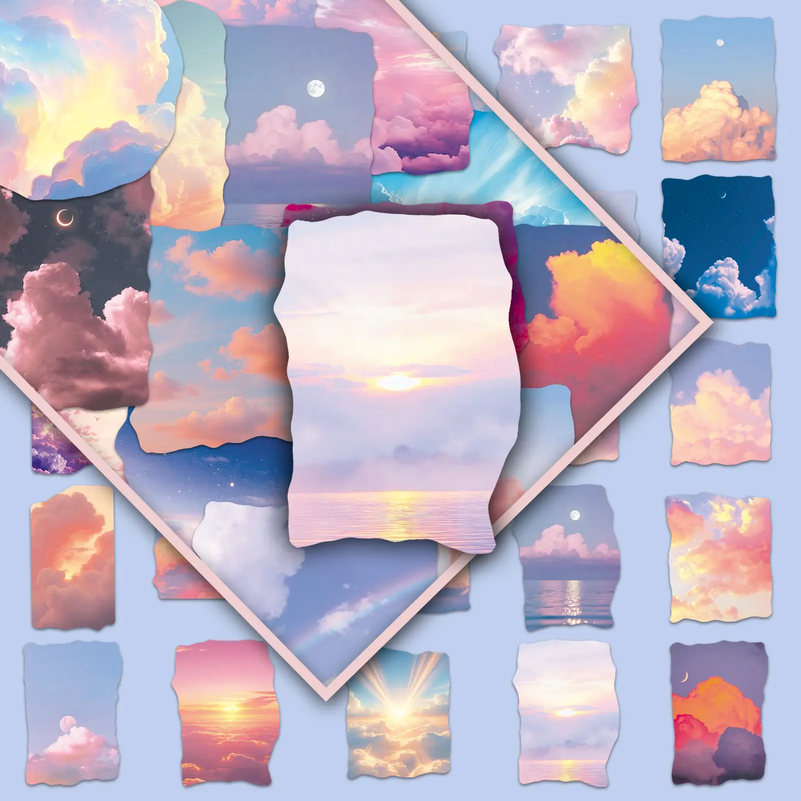 102 Pcs Dream Cloud Creative Decorative Stickers Set, DIY Handmade Journal Decals, Unique Design for Scrapbooking & Craft Projects