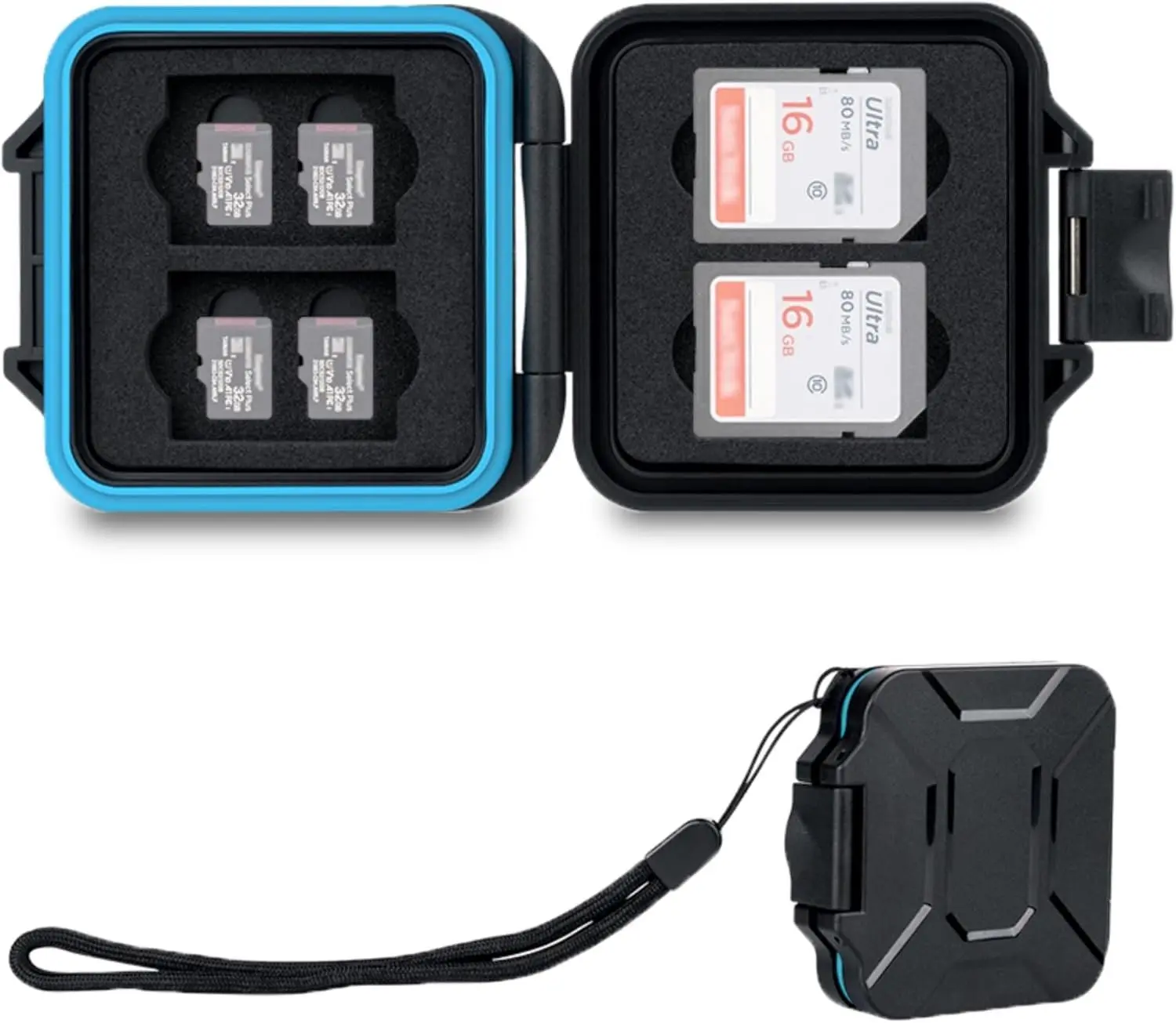 12 Slots Portable SD  SD Memory Card Case, Water-Resistant and Anti-Shock SD MSD TF Card Holder Storage Organizer for 8  SD Card & 4 SD/SDHC/SDXC Card with EVA  Interior