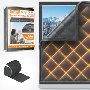 Window Insulation Kit 27"x39" Cold Weather Thermal Curtain Heavy Cotton Insulated Window Cover Draft Blocker for Winterizing Windows in Home RV Basement Black