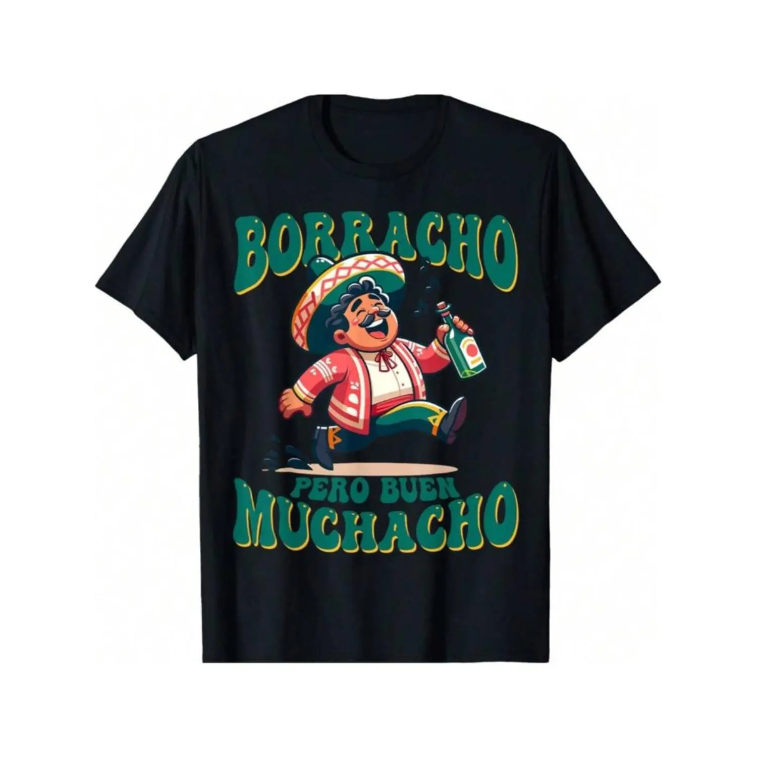 Summer t Shirts Men's Funny Graphic Crew Neck T-Shirt - "Boracho Muchacho" Mexican-Themed Novelty Tee