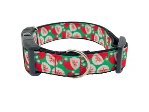 Green Red and White Santa Clause Christmas Dog Collar