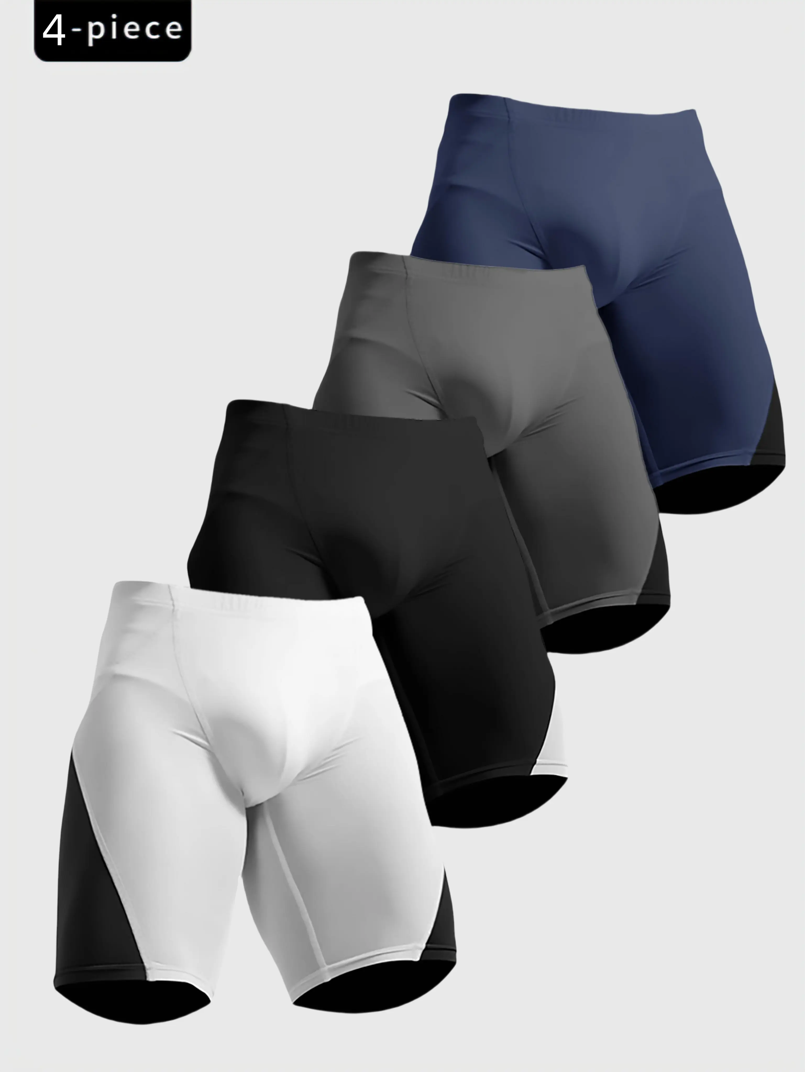 Men's 4 piece fitness base shorts, men's color blocking sports running shorts, high elasticity quick drying basketball training tight shorts cam bike shorts Exercise gymshorts Gymclothes gym outfits gym shorts