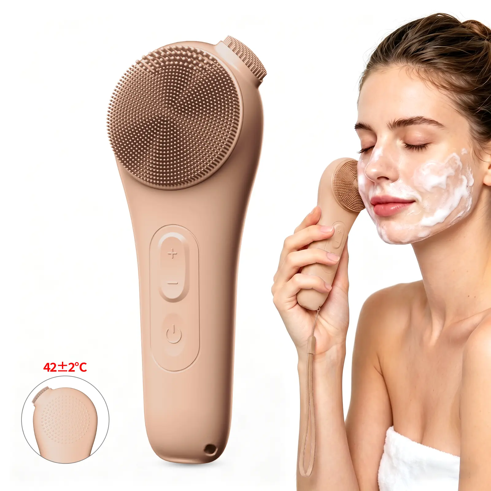 Facial Cleansing Brush, Heatable Vibrating Face Scrubber with Massage, Silicone Face Scrubber for Women & Men, Electric Facial Cleanser for Deep Cleansing, Gentle Exfoliating, Best Gifts for Valentine's Day, Skin Care Gifts For Women/ Men