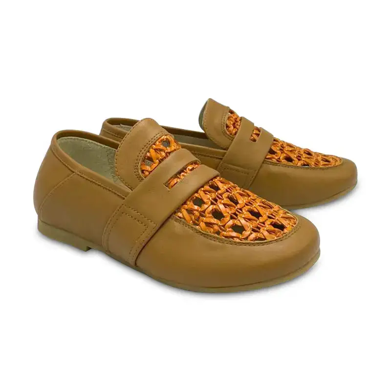 Manuela De Juan Manon Cognac Net Slip On Penny Loafer