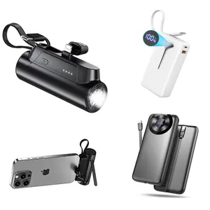 Ntaanoo 5000mAh Mini Portable Power Bank, Ultra-Compact Phone Charger with 22.5W PD Fast Charging, Adjustable Stand for iPhone & Android, Lightweight Travel Smartphone Battery, Multiple Styles