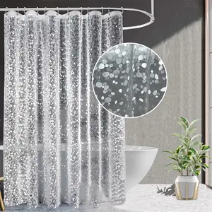 1pc Peblle Pattern Shower Curtain with Bottom Magnets & Plastic Hooks, Luxurious Modern Simple Bathroom Curtain, Bath Curtain Bathroom Decor Supplies for Home Hotel Salon Dormitory RV, Removable Shower Curtain, Shower Curtain Liner
