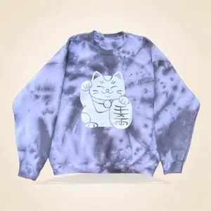 Black Tie Dye Lucky Cat Sweatshirt