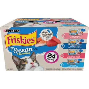 Ocean Favorites Wet Cat Food Pate and Meaty Bits Variety Pack With Salmon and Tuna - (Pack of 24) 5.5 oz. Cans