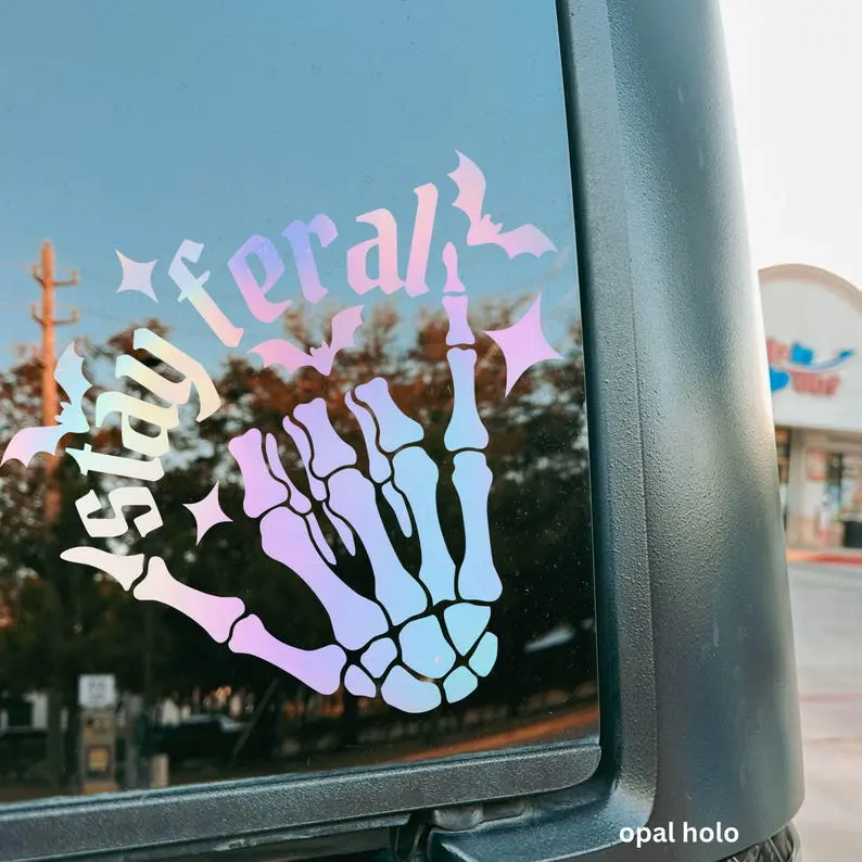 stay feral vinyl decal, car sticker, gift for Mom