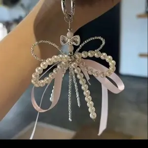 Pink Bow  Keychain Korean Style Ins Bag Pendant Ornate, phone
