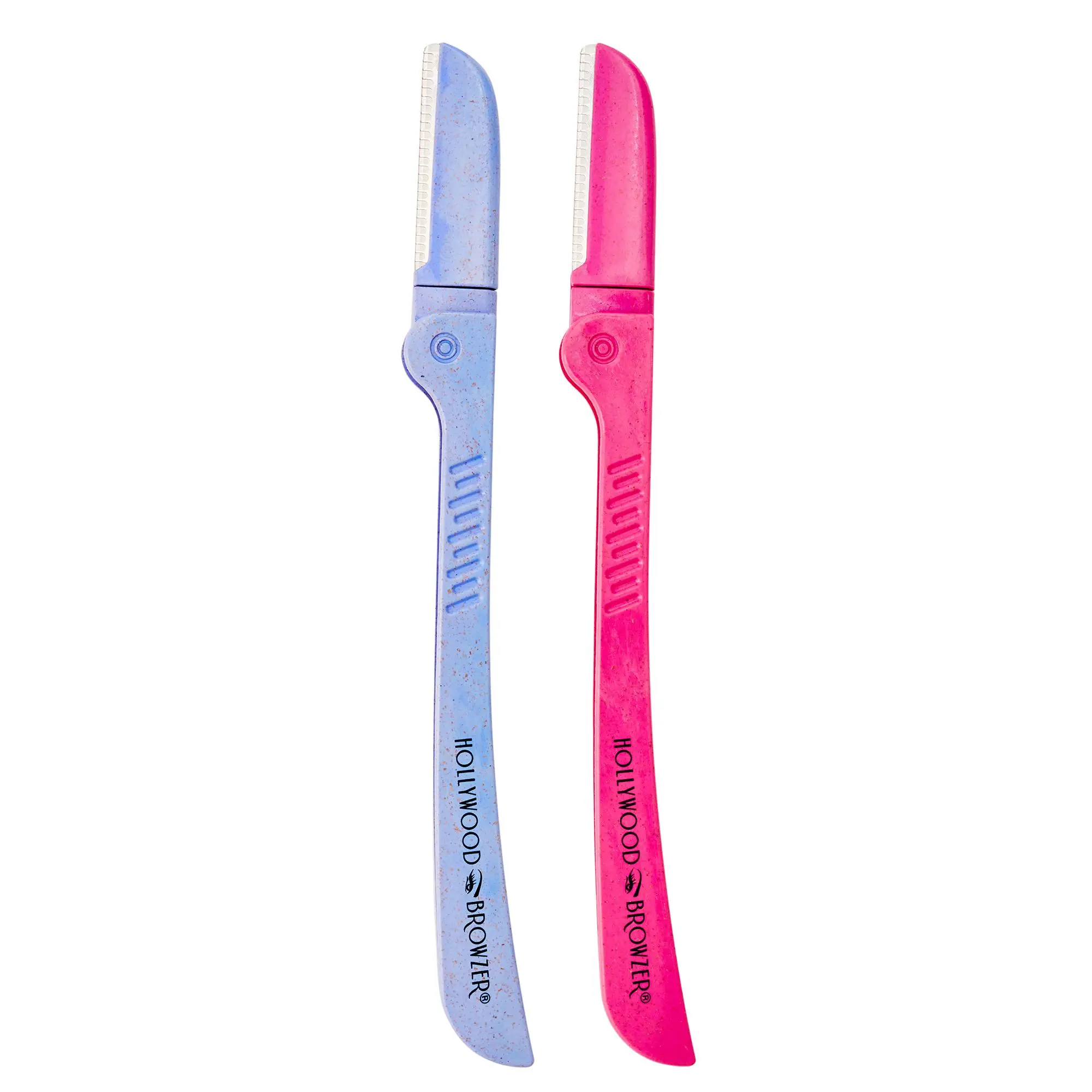 Hollywood Browzer Hair Removal and Dermaplaner Duo - Peach Fuzz and Eyebrow Razor for Women - Eyebrow Grooming Kit - Amethyst, Pink Sapphire - 2 pc
