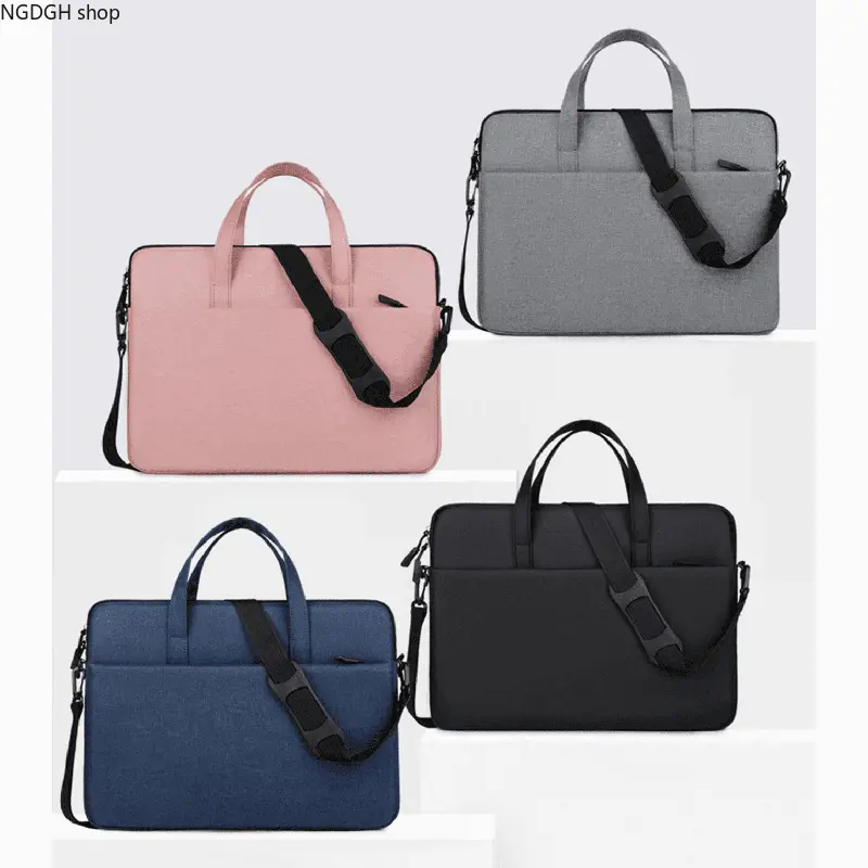 Unisex Minimalist Plain Oxford Cloth Laptop Shoulder Bag - Water-Resistant, Padded Compartment, Handles, Adjustable Strap, Multi-Pocket Design, Ideal for Work & Daily Commutes