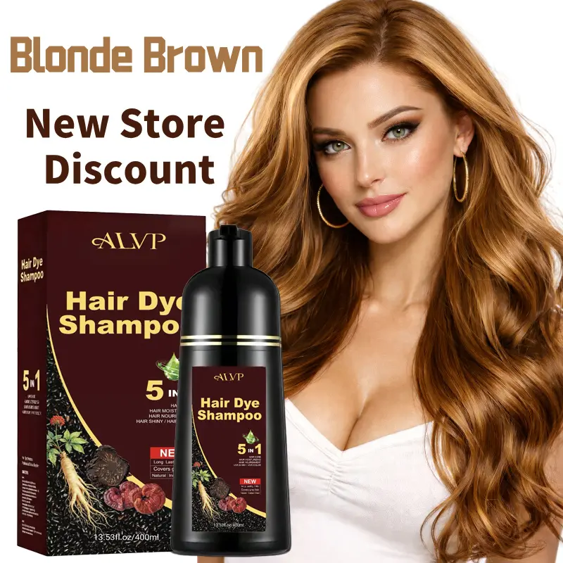 ALVP 2026 Trend 5-in-1 Hair Dye Shampoo - Wine Red, Ammonia-Free, Ginseng-Infused Gentle Herbal Haircare, Apply Bubbles, Herbal Gray Help, Nourishing Long-Lasting, Gift-Worthy for Adults (3-4 Week Dark Brown Outcome), Plant Extract