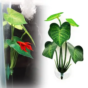 Fish Leaf Pad Fish Tank Accessories Aquarium Décor Simulating Betta Natural Habitat Playing Spawn Breed Rest Bed with Suction Cup Multi Leaf Design Fish Tank Decorations