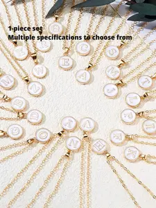 Round 26 letter necklace, Initial Necklace, Alphabet Necklace, suitable for parties, dates, daily wear, and as a gift for people, Letters Necklace
