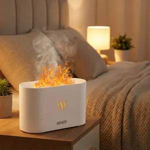 BEICHEN Simulated Flame Air Aroma Diffuser 7 Flame Colors Noiseless Essential Oil Diffuser USB Powered Desktop Humidifier for Home Office Use Spring Season Gifts Aromatherapy Essential Oil