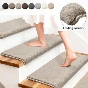 2/7/14 Pack Carpet Stair Treads Ultra Plush 9.5" X 30" Soft Bullnose Indoor Stair Protectors Pet-Friendly Skid Resistant Tape Free Washable Reusable Stairway Grip Treads Decorative Mats carpet