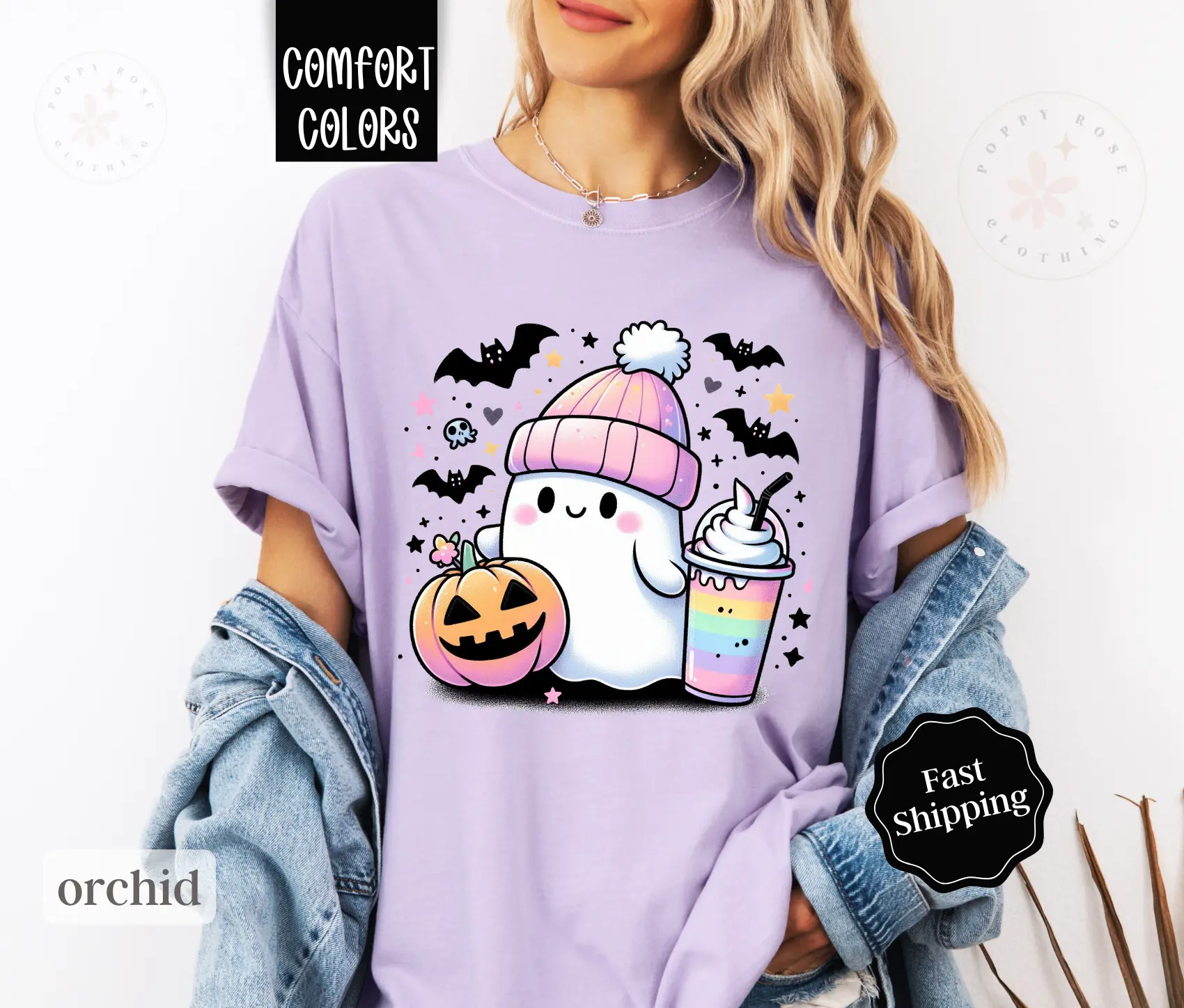 Ghost Coffee Halloween Shirt Comfort Colors, Cute Ghost Tshirt for Women,  Spooky Season Shirt Oversized Crewneck Tee