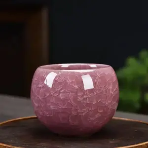 Large Size Ice Cracked Dragon Egg Ceramic Masterpiece, Open-Piece Pottery Collectible with Water-Activated Ice Melting Effect, Cup Cultivation Kit, Matcha Kit, Personal Tea Set Component