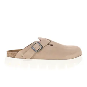 BIRKENSTOCK Womens Boston Chunky Suede Leather Clogs Casual - Beige