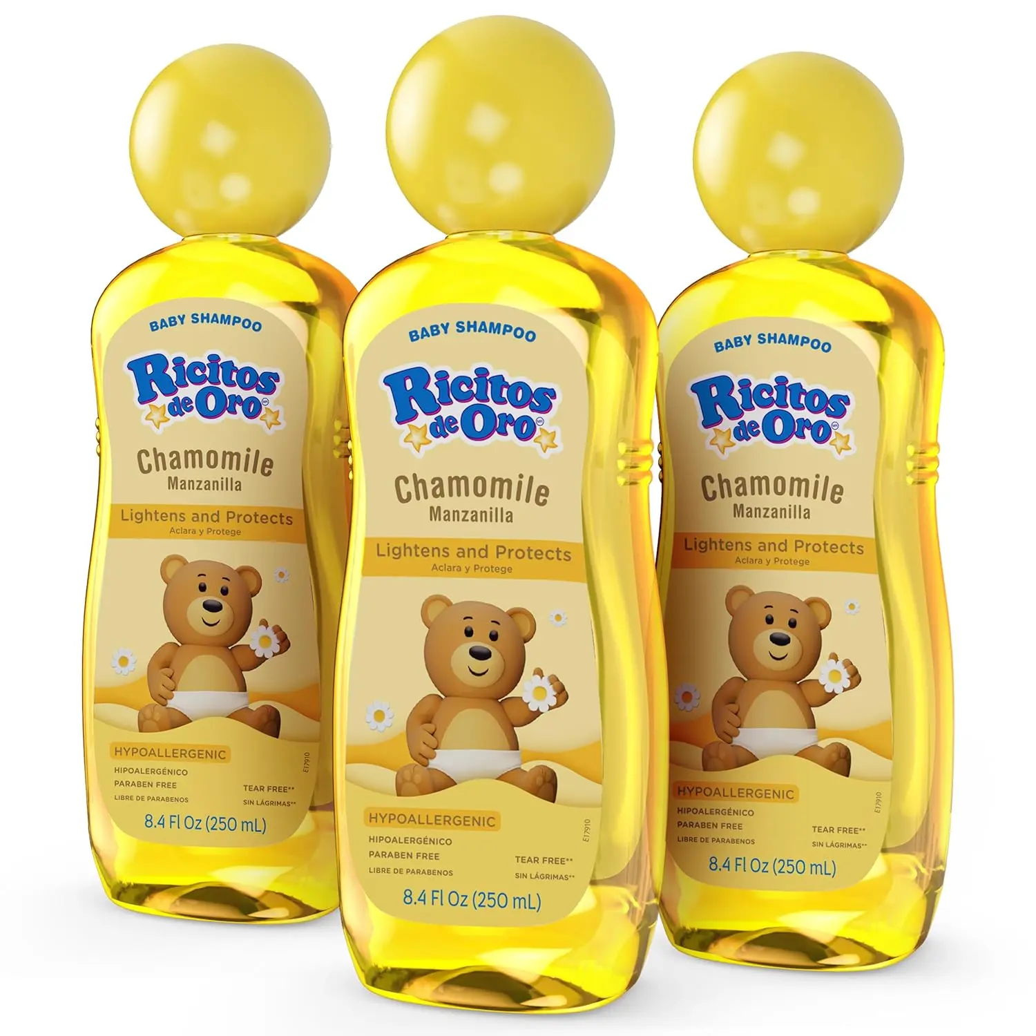 Ricitos de Oro Baby Shampoo & Wash, Tear-Free Chamomile Formula for Babies and Toddlers 0-3 Years, Hypoallergenic, Smoothing & Paraben-Free, Dermatologically Tested, 3-Pack of 8.4 fl oz sohochic