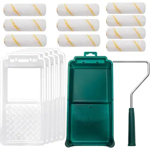 Paint Roller Kit 17 Pack 4 Inch Small Mini Paint Roller Frame Paint Tray Liners with Microfiber Roller Covers Painting Supplies for Walls Cabinets Furniture
