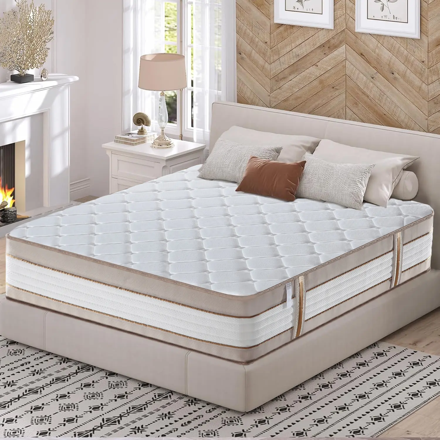 Premium Bed Mattress, High-Quality Spring Hybrid with Independent Pocket Springs, Orthopedic Design for Back & Spine Relief, Breathable Polyester Embroidery Fabric, Anti-Sagging, No Motion Transfer, Hotel-Grade Durable Memory Foam Support