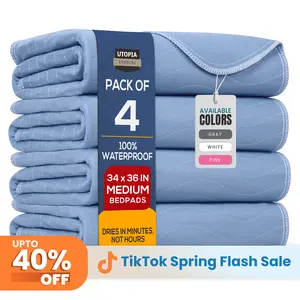 Utopia Bedding Washable Underpads (Pack of 4), Waterproof Reusable Heavy Absorbency Incontinence Bed Pads for Adults, Kids, Elderly and Pets, Bedwetting Pads for Sofa and Couch