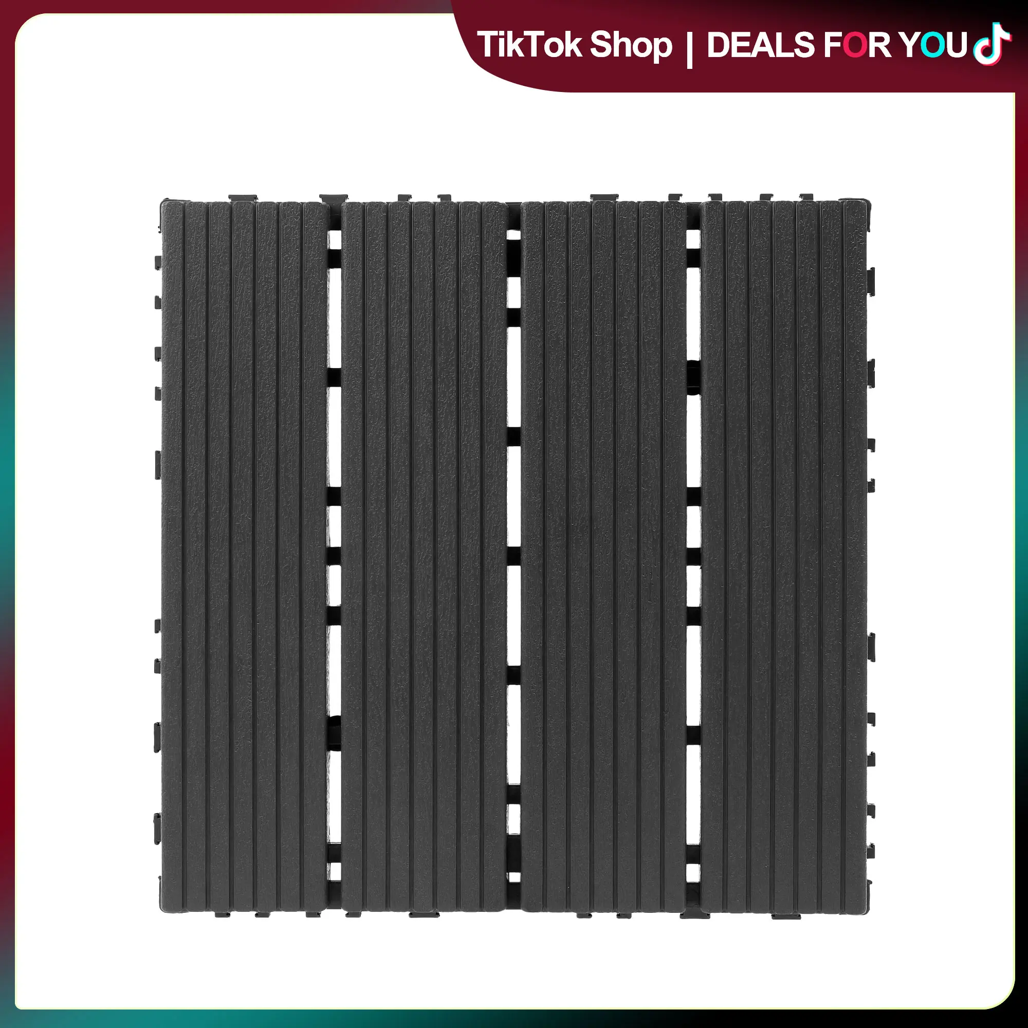 44-Pack Interlocking 12x12in Waterproof Deck Tiles, All-Weather Flooring for Outdoor Porch, Walkway, Playground & Indoor Living Room, Home Improvement Building Supplies