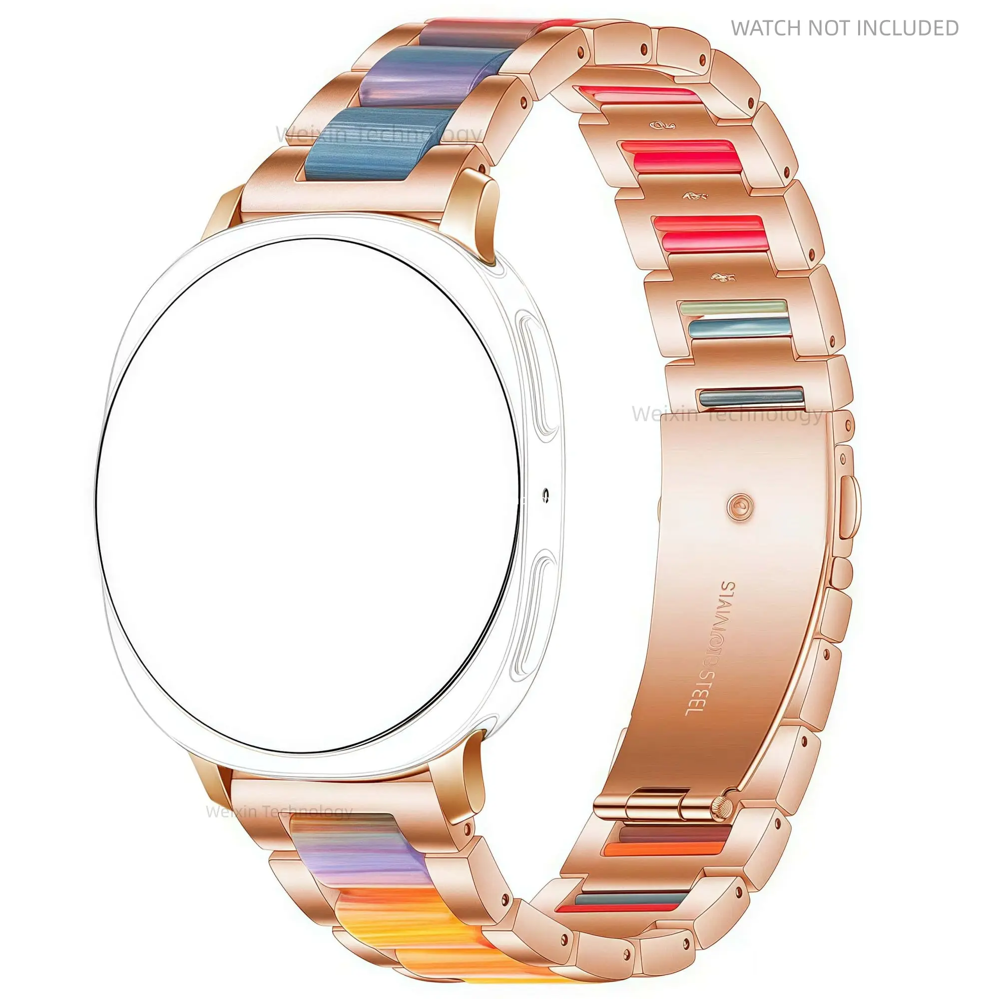 Women's Resin Metal Band for Samsung Galaxy Watch 8 40mm 44mm, Smartwatch Replacement Strap, Smartwatch Compatible Bands, Gapless Design, Wearable Accessory, Fits 40mm 44mm Models, Smart Watch Accessories, Wearable Tech Accessories