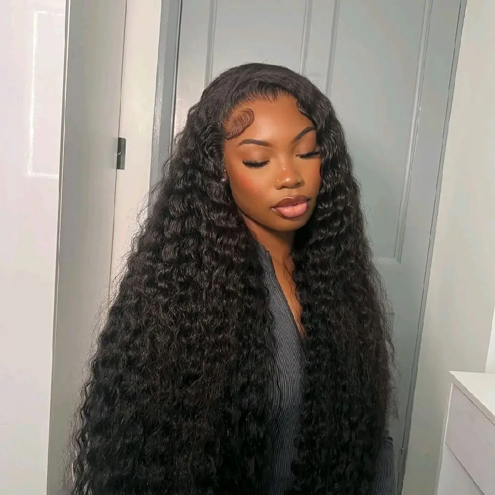 13x4 Transparent lace 210% Density full frontal wig Deep Wave. available in Ginger, 99J and natural black