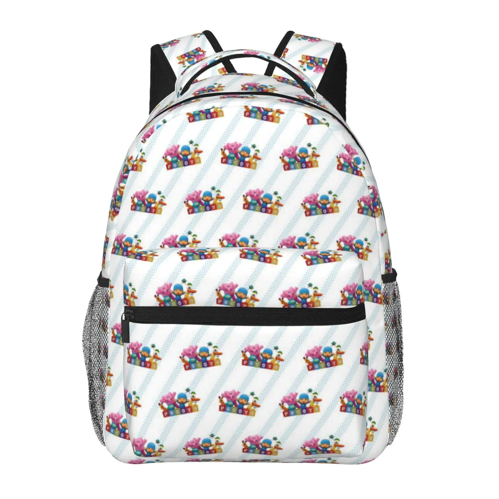 Pocoyo Cartoon Backpack Pocoyo cartoon Compact Daily Bookbag Pocoyo kids show Breathable Back Panel Daypack for Preschool & Outdoor Activities