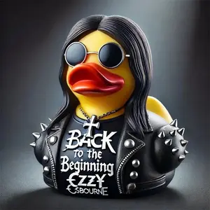 Creative Figurines For Ozzy Osbourne Back To The Beginning Rubber Duck Ornament Desktop Ornament For Party Commemorative Gift