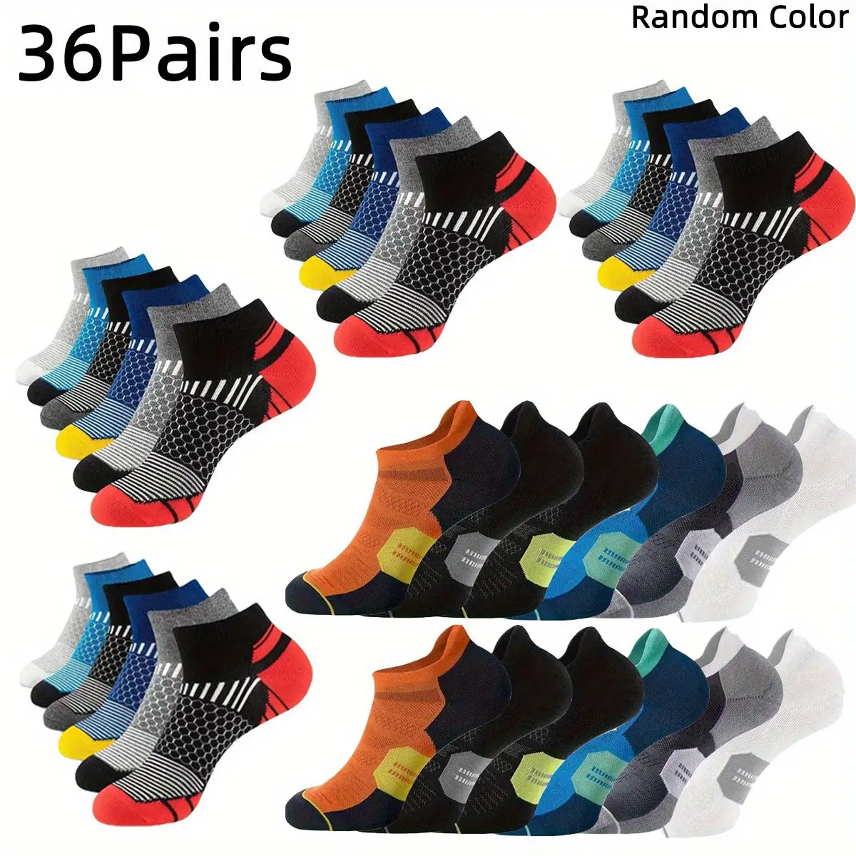 Women's Low-Top Multicolor Athletic Crew Socks - 12/24/36 Pairs, Sporty, Deodorizing, Sweat-Absorbent, Breathable, Comfortable All-Season for Daily Outdoor Active Use, Multicolor Athletic Socks, Absorbent Sports Socks