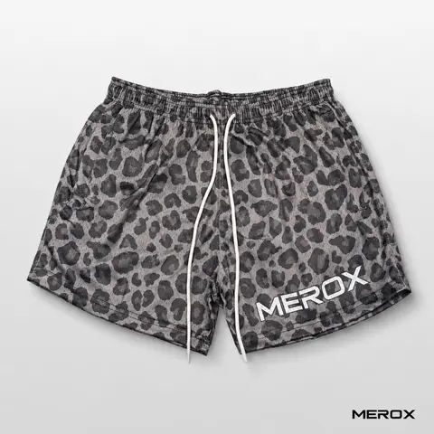 MEROX Leopard Print Men's Sports Shorts - 5" Inseam Bold Graphics Gym Shorts with Zipper Pockets, Mesh Fabric for Running & Everyday Wear, Bold Graphics Men's Sports Shorts