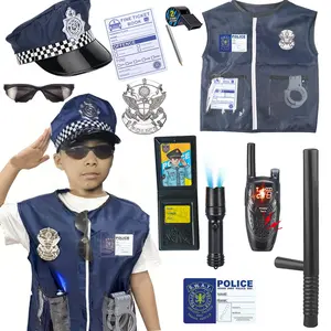 13 Piece Police Role Play Toy Set, Kids Costume Kit, Police Badge, American Flag Badge, Boy's Toy Handcuffs, Halloween Christmas Gift, Clothing, Pretend Play Costume, Costume For Parties, Costume Props
