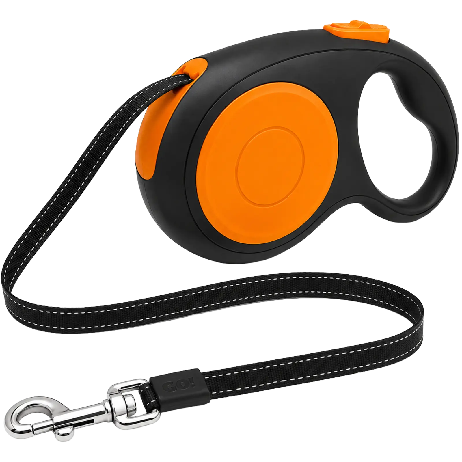 Sevy Stretch 26FT Retractable Dog Leash, Heavy Duty Leash for Large & Small Dogs Up to 100lbs, 360° Tangle-Free Retraction, Reflective Nylon Tape, 1-Hand Brake, Pause, Lock, Oversized Handle led adjustable sensitivity leather collar, Beaches, Camping, Ref