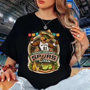 Crazy Hispanic Spurs Fan T-Shirt, Basketball Team Pride, Retro Graphic