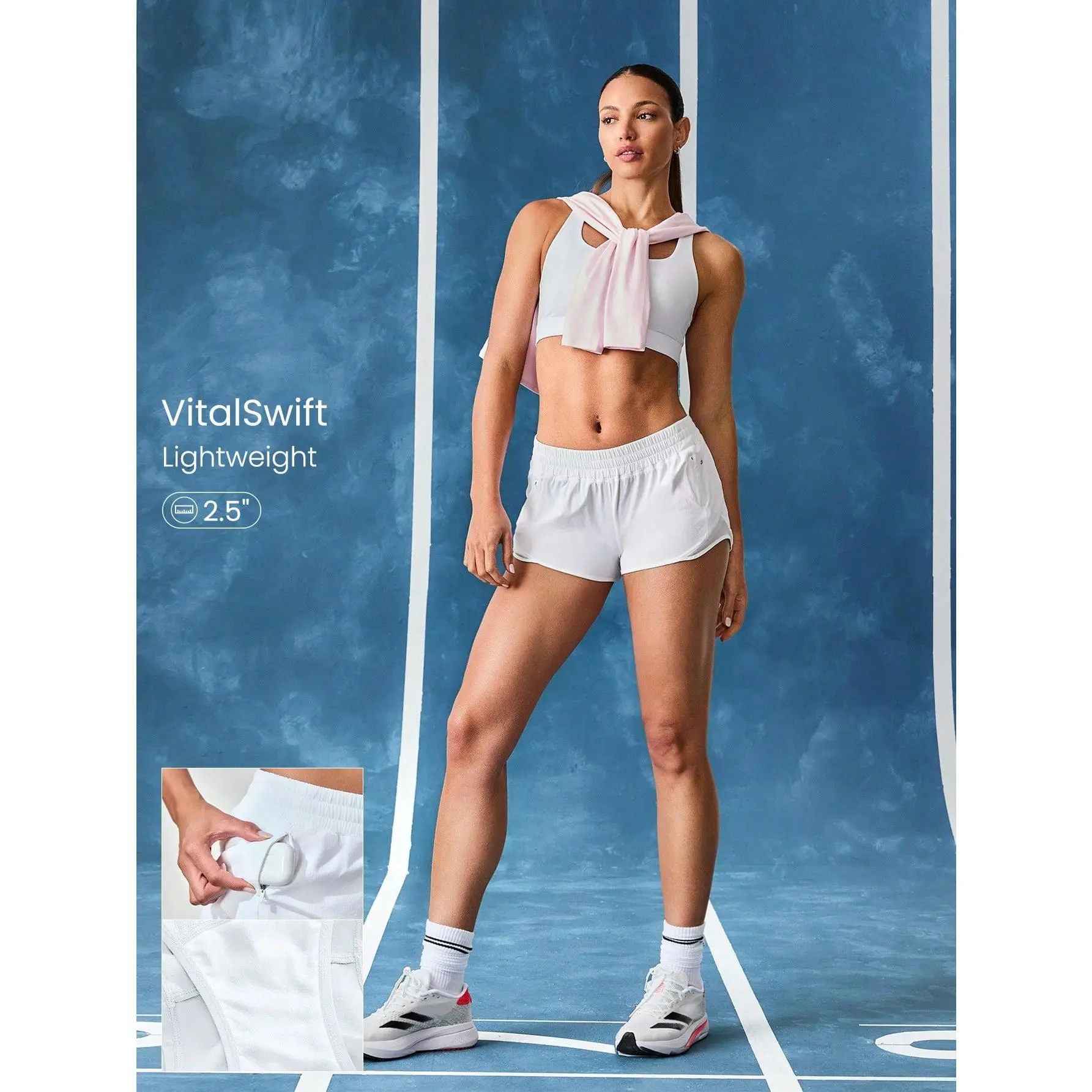 GLOWMODE 2.5" Stay Cool Quick-Dry Lightweight Zipper Pockets Reflective Strips Low Waist Active Running Shorts With Built-In Deodorant Underwear Jogging Training Gym Workout Wear