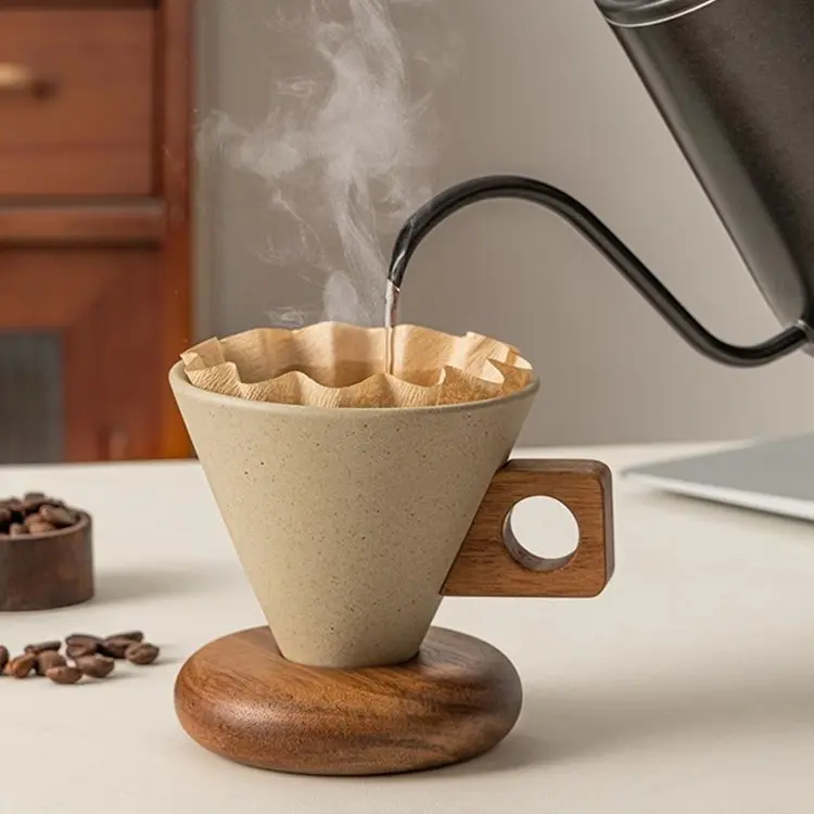 250ml Ceramic Curve-Shaped Coffee Mug with Wooden Handle, Non-Toxic Ceramic  Coffee Mug, Cafe-Style Drinkware for Home Kitchen Use, Coffee Mugs, Ceramic  Mugs - TikTok Shop
