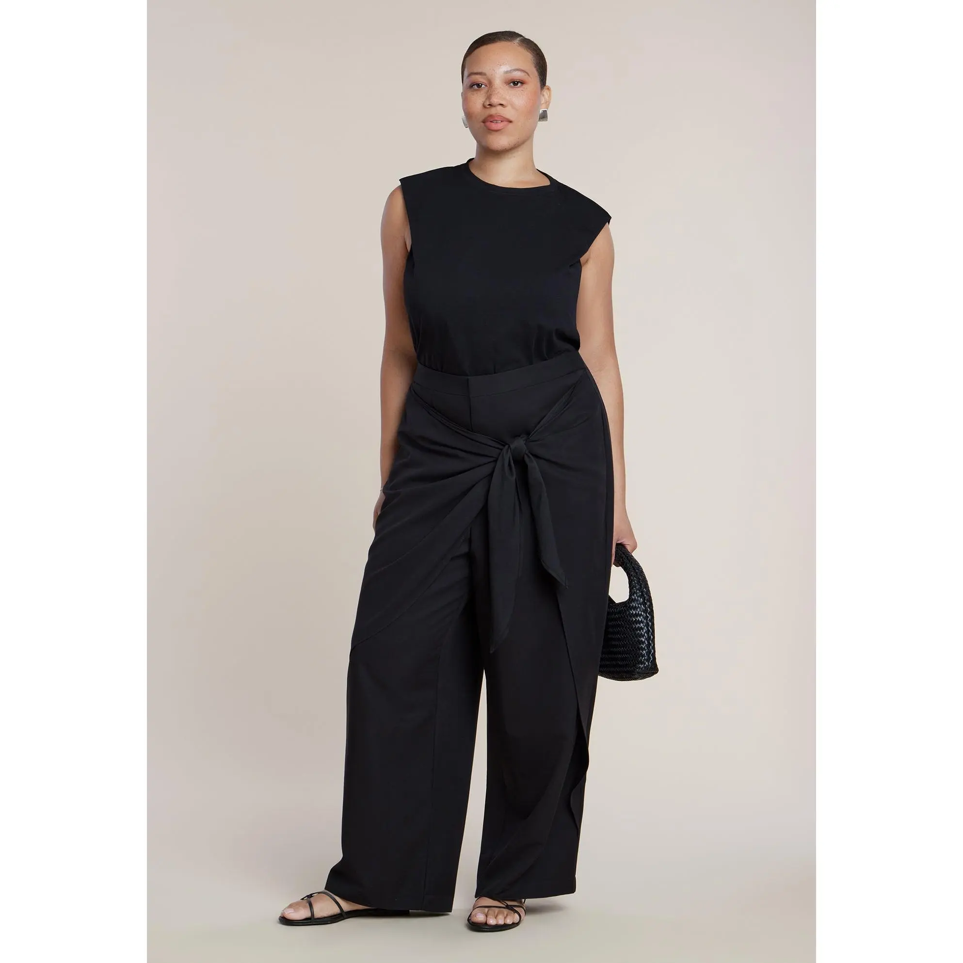 ELOQUII Women's Plus Size Wrap Detail Trouser
