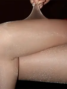 Seamless Pearl Glitter Stockings, Ultra-Thin Lightweight Sparkle Toe Transparent Leggings, Perfect for Party Wear & High Heels, Women's Fitted Pantyhose