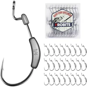 Weighted Fishing Hooks – 25PCS Crankbait & Weedless Hooks with Sharp Barbed Tips, Offset Shank Wacky Rig Hooks for Soft Plastics in Cover & Structure